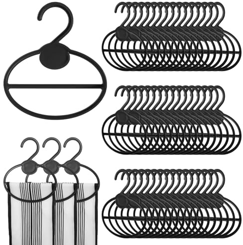 80 Pcs Scarf Hangers, Plastic Scarf Holder Organizer with Center Bar, Space Saving Clothes Hanger for Scarves, Ties, Belts, Headbands (Black)