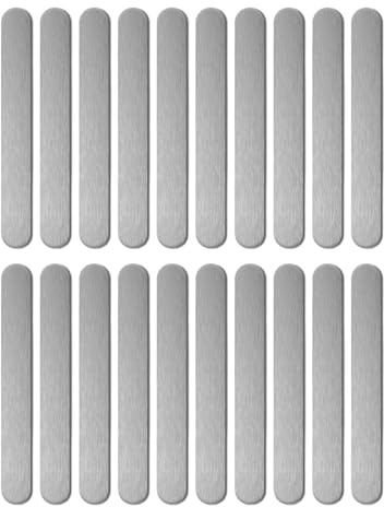 Magnetic Strips with Adhesive Backing, 20 Pieces Metal Adhesive Strips for Magnetic Under Cabinet Light, Steel Sticky Magnet Strip for Fridge Cabinet Whiteboard Garage Workshop Office Retail Display