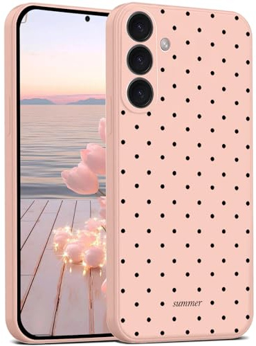 YANJIEER mobilskal för Samsung Galaxy A25 5G, söt prickigt mönster estetisk elegant design, ultraslimmat mjukt silikon TPU, stötsäkert skyddsskal för kvinnor tjejer Rosa