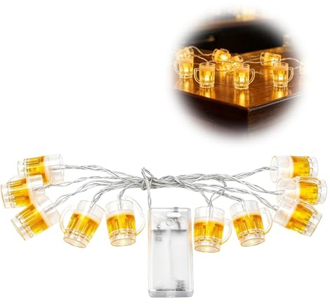 1,5 m LED ölglas ljuskedja, 10 LED ölsejdel batteridriven ljusslinga, mini ljusslinga för ölträdgård, oktoberfest-dekoration, fest, bar, trädgård, bröllop, jul, ölgåva för öl
