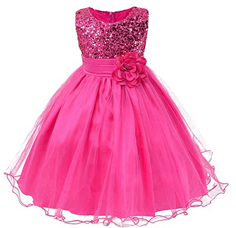 Générique Robe Fille Cérémonie Mariage Princesse Coton Fleurie Été sans Manches Chic Enfant Baptême Soirée Fête Communion Mode Élégante A158