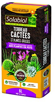 SOLABIOL TERCAC6 Terreau Cactées et Plantes Grasses 6L | Croissance Vigoureuse | Utilisable en Agriculture Biologique, 6 liters L, Marron, 21 x 50 x 5 cm