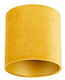 QAZQA Baumwolle Velours Lampenschirm gelb 20I20I20 mit Gold I Messingener Innenseite,