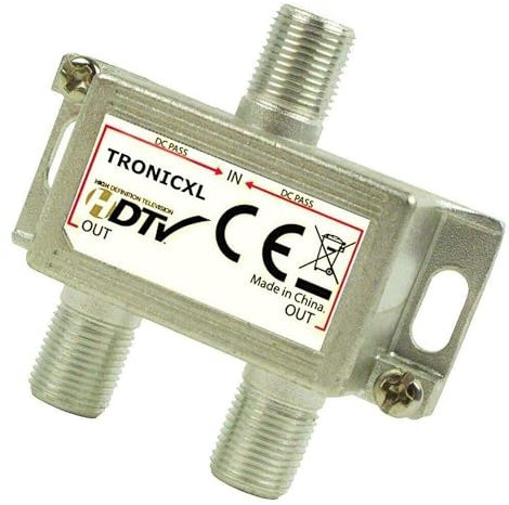 TronicXL Premium Antennenverteiler 2-Fach Verteiler Weiche Splitter F-Buchse zb für DVBT DVBC SAT Splitter Unicable Kabelfernsehen Unitymedia Vodafone Sky Primacom Kabelfernseh Digital HD 3D 4K