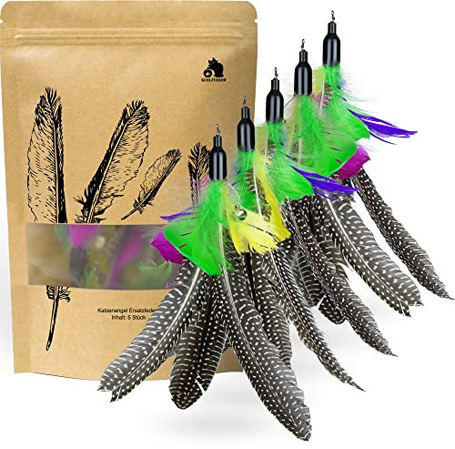 SCHLITZOHR | Katzenangel Ersatzfedern | Federn Classic | Interaktives Katzenspielzeug Zubehör | 5er Pack