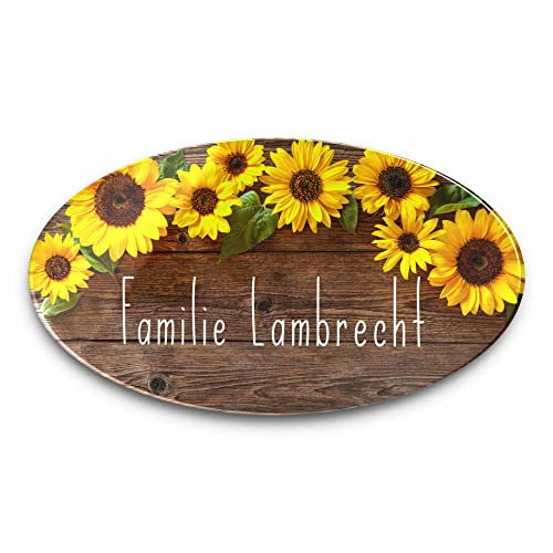 Edles Türschild mit Namen für die Haustür | Namensschild Briefkasten-Schild selbstklebend oder mit Bohrlöcher Klingelschild mit kratzfestem UV Druck | Größe 15x8 cm bunte Türschilder