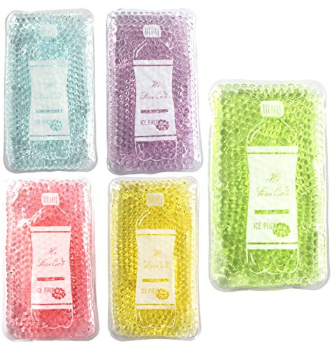 Pacchetto di ghiaccio per contenitori per il pranzo – 5 sacchetti riutilizzabili rotondi freddi – mantiene il cibo freddo – Design fresco borsa stampata, ideale per bambini o adulti