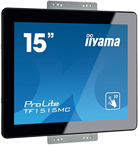 iiyama ProLite TF1515MC-B2 38 cm 15 Inch LED Monitor XGA Open Frame 10 Point Multitouch Capacitive VGA HDMI DP IP65 Touch Through Glass Anti Fingerprint Black
