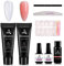 Kit Unghie Gel Completo, Gel Ricostruzione Unghie, Polygel per Unghie, Dual Form Kit, Trasparente e Rosa 30g,con 30ml Soluzione Scivolare 15ml Base e TopCoat, Lima per Unghie e Penna per Unghie
