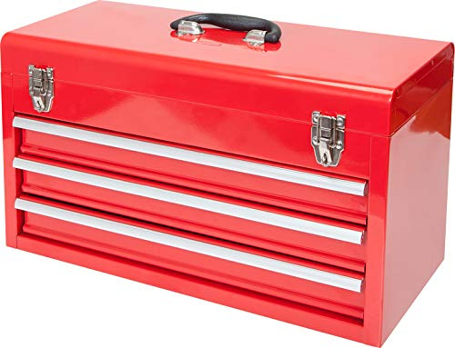 BIG RED ANTBD133-XB Torin 20.5 Portable 3 Drawer Steel Tool Box with Metal Latch Closure, Red