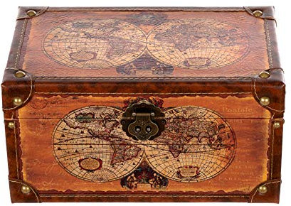 Birendy Baule 1622 - Cassapanca in legno con rivestimento in ecopelle, dimensioni: 35 x 21 x 19 cm