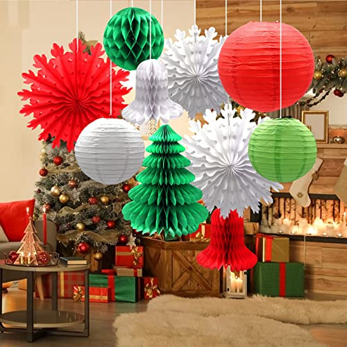 Decorazioni natalizie in carta, fiocchi di neve, lanterne, palline a nido d'ape e ornamenti per albero di Natale per la casa