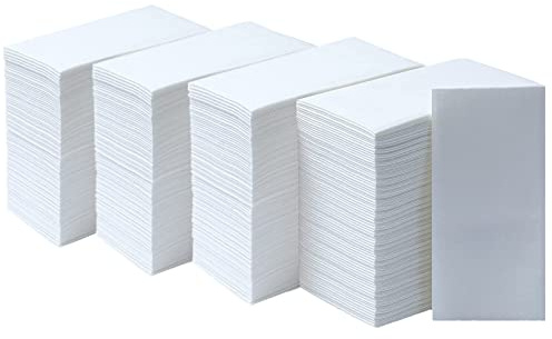 DADAWU Linen Feel Napkins Disposable Napkins Cloth-Like Decoration Serviettes Eco Napkins for Wedding, Party, Birthday, Dinner Christmas, 12x17, Pack of 200 (White)