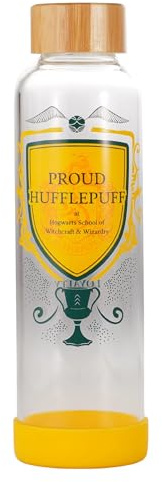 Harry Potter Proud Hufflepuff - Reusable Water Bottle - 500ml - Water Bottle Glass Hufflepuff Gifts
