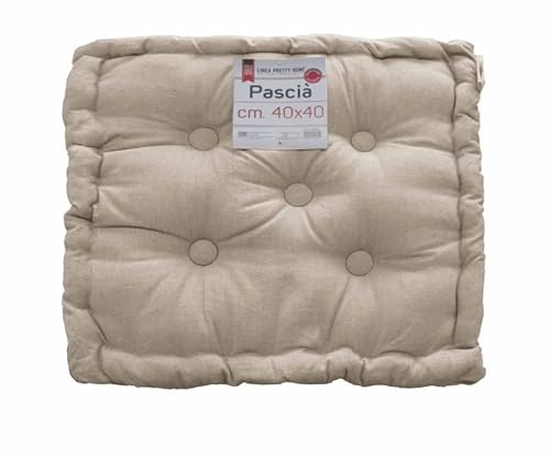 GBiancheria Cuscino Arredo MATTONELLA 40x40 Tinta Unita Trapuntato con Bottoni Fouton (Beige)