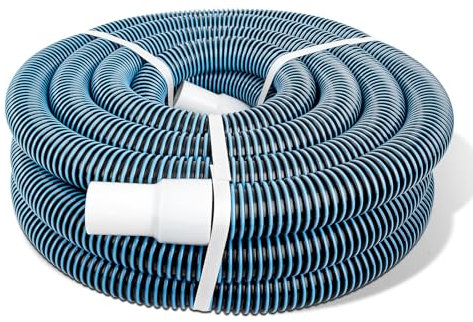 sawluv 1-1/4 Inch x 27Ft Heavy-Duty Spiral Wound Pool Vacuum Hose with Kink-Free Cuff - Durable, Flexible, Universal Fit for Pool Maintenance, ‎White, Blue