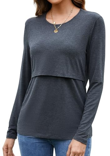 Sosolism Top da Allattamento a Maniche Lunghe per Donna Maglietta L'Allattamento al Seno Morbida per l'autunno Inverno