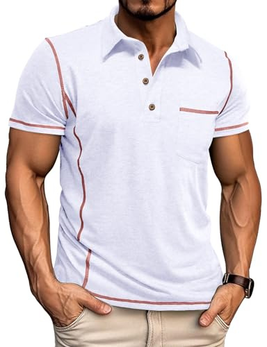 LAOARA Polotröja, herr, kortärmad pikétröja, t-shirts för män, sport, sommar, slim fit, klassisk, knappslå M-3XL