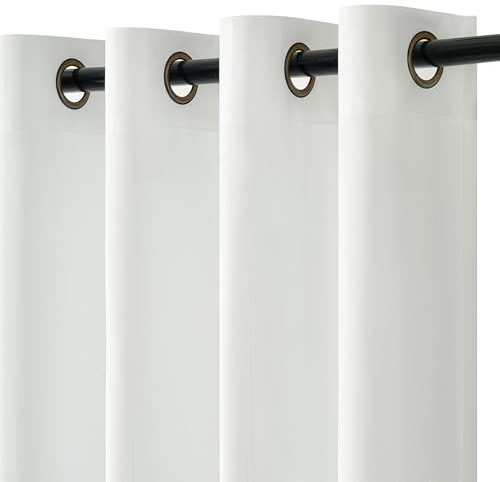 Topfinel Tende per Interni Moderne 140x260 CM Tende Semitrasparente in Voile Con Occhielli Finestre per Camera da Letto e per Salotto Eleganti Soggiorno 2 Pannelli Bianco