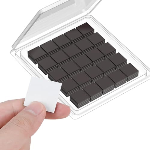 Uniclife 100 st fyrkantiga magneter med självhäftande baksida, 25 x 2,1 mm små magneter för hantverk, självhäftande magnetprickar, kylskåp, klibbig fyrkant för kylskåp, whiteboards, gör-det-själv