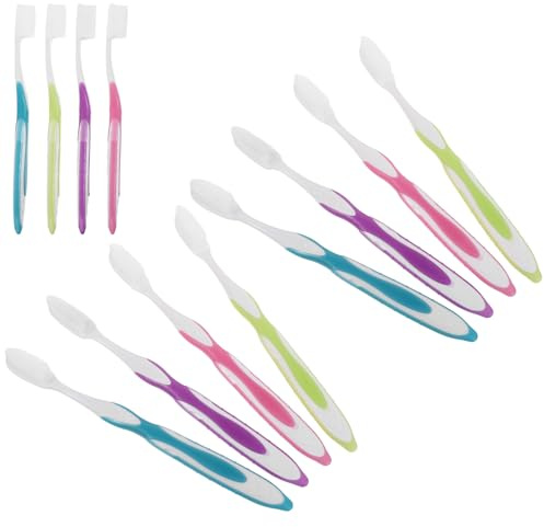 FIXOSHEE 12 Stück Weiche Nano Zahnbürsten für Erwachsene mit Extraweichen Borsten Großem Bürstenkopf Ergonomischem Griff Sanfte Mundpflege für Empfindliches Zahnfleisch zu Hause und
