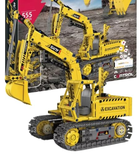 Buroku - Excavadora Robótica para Montar, 555 Piezas, Plástico ABS | Motor Eléctrico | Control Remoto | 5 en 1 | Aprendizaje Stem | Juguete de Construcción | Juega Desde la App