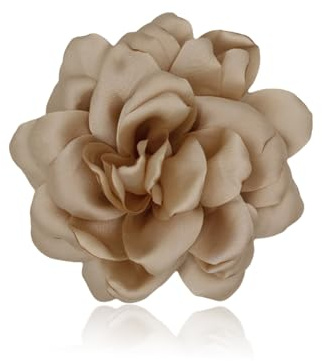 ZUWIJEQ Broches para Ropa Mujer, Flor Flamenca Pelo, Flores para Vestidos de Fiesta, Pinza Pelo Flor, Horquilla con Flor, Elegante Broche de Solapa Floral para Boda, Fiesta, Baile (Marrón claro)