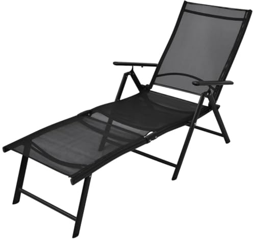 vidaXL Hopfällbar solsäng aluminium svart