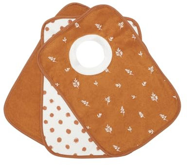 Kindsgard Schlupflätzchen 3er-Pack „happaklat“ – Zweige Zimt – 75% Bio-Baumwolle – weich, saugfähig & waschbar – ideal für Babys & Kleinkinder – einfach über den Kopf ziehen