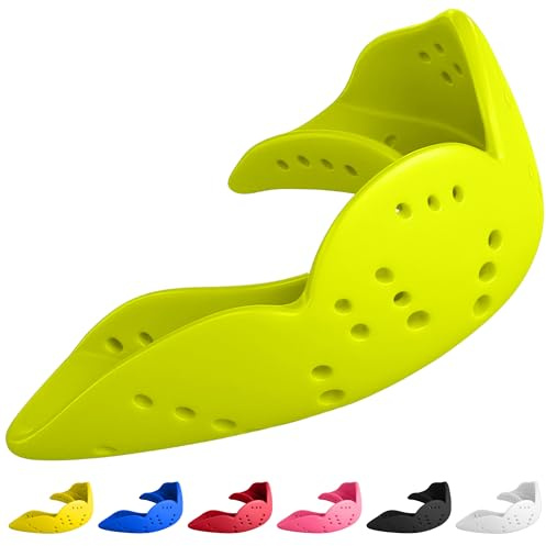 SISU Mouth Guard Aero - Neon Flash - Ultra Slim Gumshield for Adults & Kids - Custom Fit Rugby Gum Shield- A Remouldable Sports Mouthguard for Boxing, MMA, Hockey - Small (Under 5' Tall)