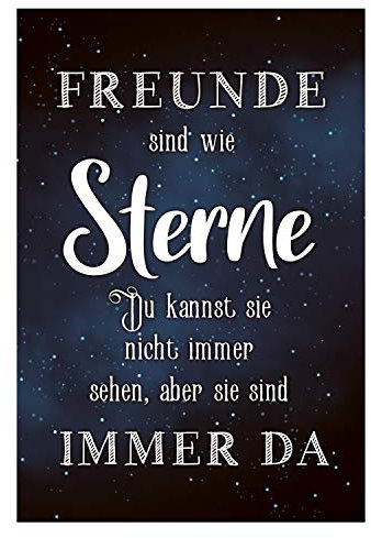 Logbuch-Verlag FREUNDE SIND WIE STERNE Geschenk Geburtstag beste Freundin Freundschaft Wandbild Bild Schild Text Spruch 21 x 31 cm schwarz-weiß