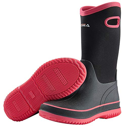 HISEA Women Mud Boots Waterproof Mid Calf Neoprene Rubber Rain Boots