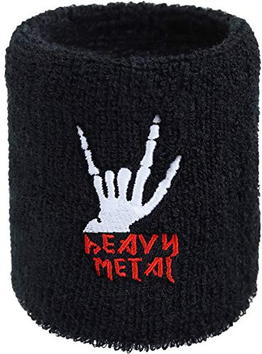 Bandeau Anti-Transpiration pour Homme avec Broderie Heavy Metal Absorbant, en éponge Noire, Cadeau pour Les Festivals de Musique Metal