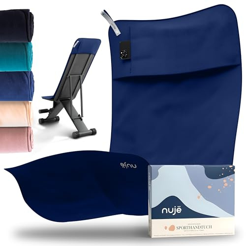 nujë Toalla de Fitness con Bolsa de Microfibra | con Envoltura DE Regalo | Toalla Deportiva para Gimnasio | Extra Grande y con Solapa para Todos los Equipos | Toalla de Gimnasio | Gym Towel
