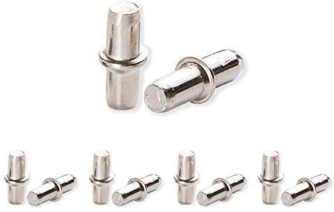 Shelf Pegs Kitchen Shelf Support, 10 Pcs 5mm Kitchen Cupboard Shelf Supports Studs Push in Stainless Steel Cupboard Shelf Pegs for Shelves Cabinets Brackets Office Furniture