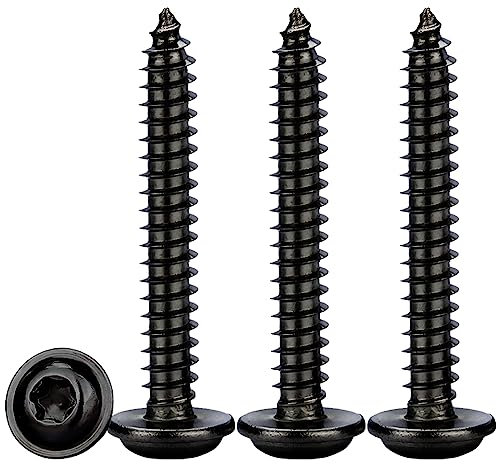 Drenky Vis à Tôle Torx M5x30mm,50 Pièces Vis a Bois avec Rondelle Acier Inoxydable A2 V2A Noir Vis Autoperceuse à Tête bombée Plate,Dureté élevée,Entièrement Fileté