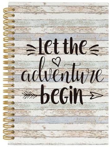 ANIANG Let The Adventure Begin Spiral Notebook, Travel Journal, Camping Journal and RV Travel Log Book 5.5x8.3 164pages Lined Notebooks College Ruled, Camp Notebook for Travelers Office School