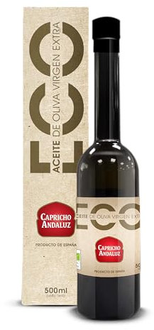 CAPRICHO ANDALUZ Aceite de Oliva Virgen Extra Estuche Eco Gourmet de 500 ml– Aporta un Sabor Único a tus Platos con un Formato Exclusivo Perfecto para Regalar.