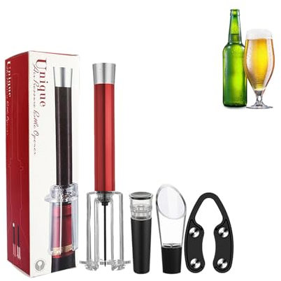 Set apribottiglie per vino, set apribottiglie di vino rosso, set apribottiglie con tappo sottovuoto | Set apribottiglie manuale per uso domestico o all'aperto