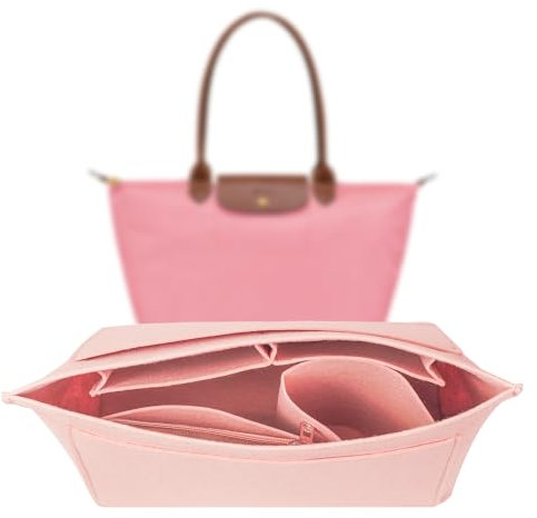 LUOJINYI Organizer für Longchamp Tasche, taschenorganizer für longchamp tasche damen, taschen organizer, longchamp tasche damen organizer, Große Kapazität Handtasche Einsatz(Rosa, M)