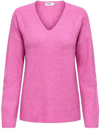 Only Femme V-Neck Pullover Onlcamilla Pull À Col en V L/S KNT Noos, Rose Super, XL EU