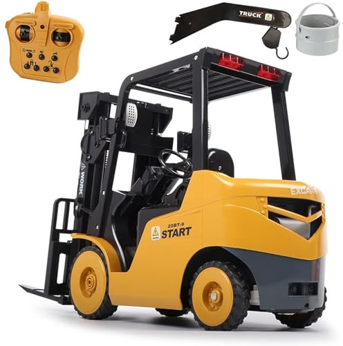 Générique Grue multifonctionnelle 2 en 1 Chariot élévateur électrique RC à Grande échelle Véhicule de Transport RC à 11 canaux Camion d'ingénierie de Construction