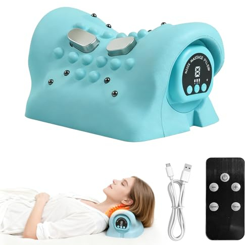 SGZIOO Nackenmassagegerät mit Wärme, Elektrische Nackenmassagegeräte Kabellos, EMS Necluner Massage Nacken, Shiatsu Massagegerät mit 3 Modi, 9 Einstellbare Frequenzen, Nacken zur Schmerzlinderung