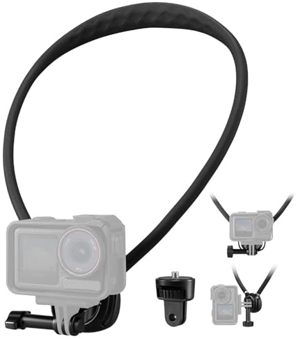 K&F CONCEPT Soporte para Cuello con Almohadilla de Aire y Adaptador de 1/4, Compatible con GoPro Hero 13/12/11/10/9/8/7/6/5/4/MAX, Insta 360 X5/X4/Ace Pro 2, dji Osmo Nano, Action 3/4/5 Pro