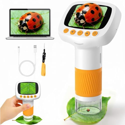Microscopio para niños - Microscopio Digital - Portatil - con USB - Aprendizaje- Juego Educativo - Descubre el Mundo Que te rodea - Incluye Tarjeta SD 64 GB
