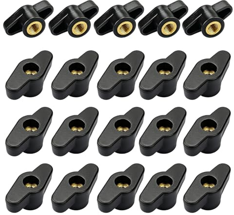20 tuercas de mariposa M8, tuercas de mariposa M8, rosca interior, botón de sujeción, tuerca moleteada recta para industria mecánica, muebles, equipos electrónicos