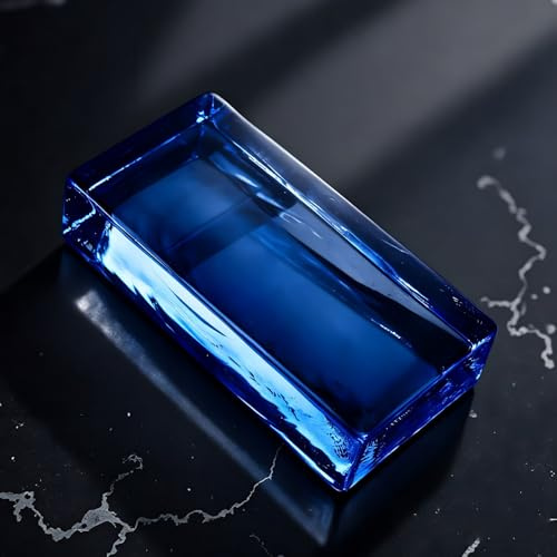 Blocchi di vetro trasparente colorato, mattoni di vetro massiccio, mattoni di cristallo rettangolari ad alta trasparenza per ufficio, casa, bar, hotel(B Blue,8 pieces)
