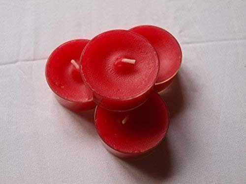 Logumkloster 20 Dänische Teelichter im Acryl-Cup, Farbe Weihnachtsrot (julerød) Neuheit 2014, durchgefärbt, ohne Duft