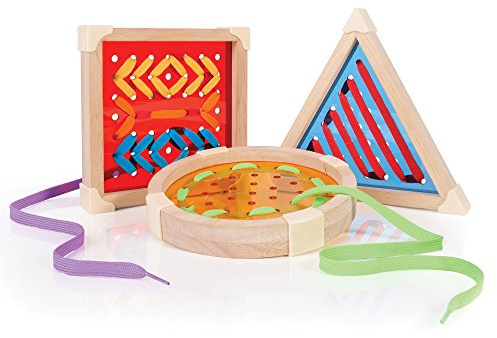 Guidecraft Geo Shape Lacing, Manipulative Preschool Toy, Educational Threading Set for Toddlers