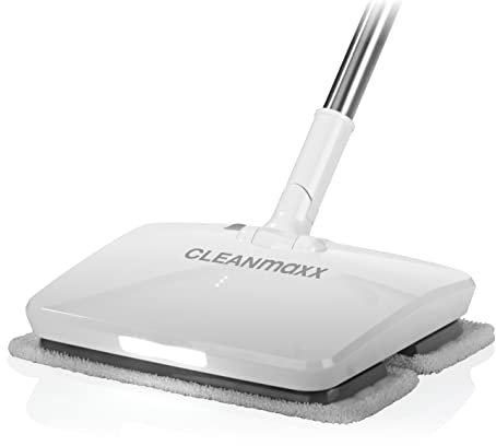 CLEANmaxx Bodenwischer mit Vibrationsfunktion | Akku-Vibrationsmopp, Wischen ohne Kraftaufwand mit LED Beleuchtung und Sprühfunktion | Inkl. 2 Mikrofasertücher [Akkulaufzeit bis 50 min.]